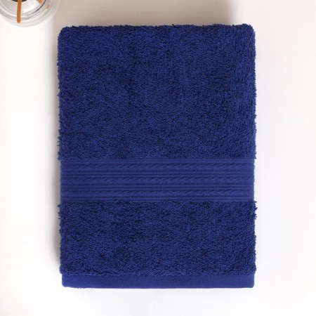 Terry towel with a border 50x90 cm, Dark Blue, cotton 100%, 440g/m-1