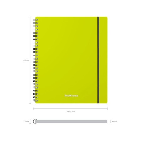 Notebook A5, 80 sheets in a cage on the crest Erichkrause "Neon", plastic cover, elastic band, offset block, whiteness 100%, mix-6