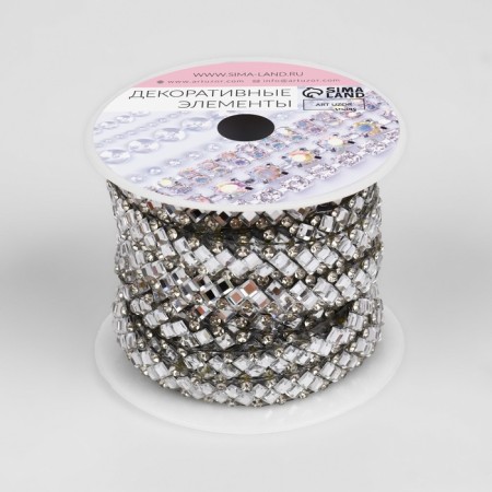 Rhound rhinestones “rhombuses”, width - 7 mm, 4.5 ± 0.5 m, silver color-2