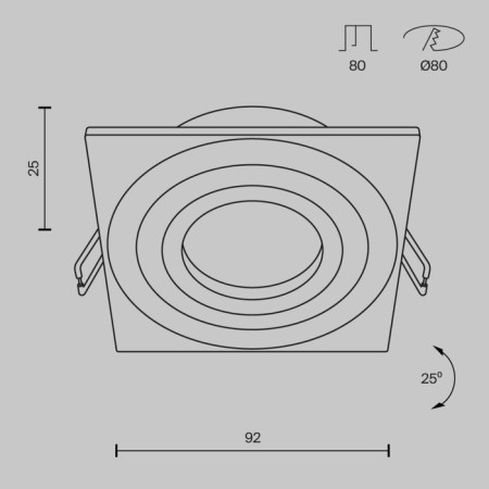 The built-in lamp Technical DL024-2-01B, 1x50W, 9.2x9.2x2.5 cm, GU10, Black Color Black-8
