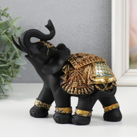 Polystone souvenir "Black Elephant in the Golden Rich Popon" MIX 14x8.5x17 cm-1