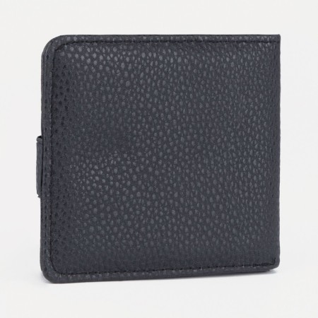 Men's purse on the button, a department for bills, for cards, black color-1