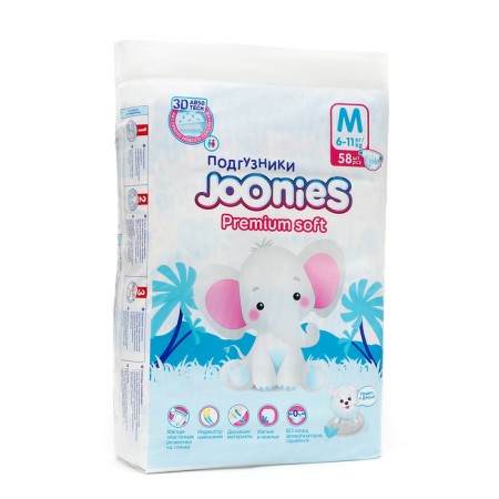 Joonies Premium Soft, size m (6-11 kg), 58 pcs.