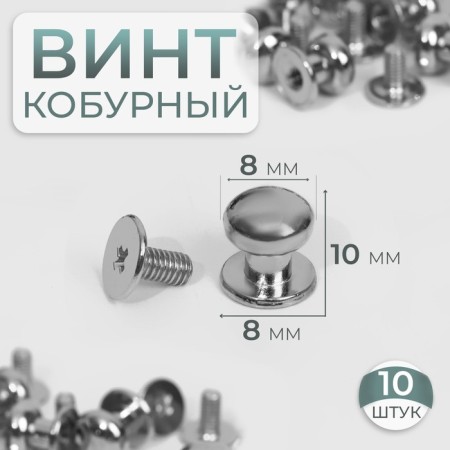 Holster screw d = 8/8 × 10 mm, 10 pcs, silver color
