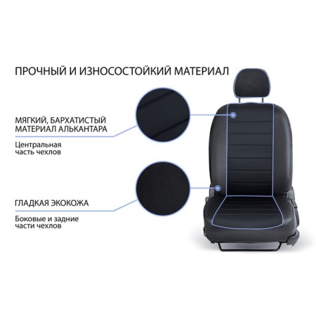 Auto-Chelecs Rival String (back. Back 40.60), Lada Vesta, Vesta Cross sedan, station wagon (without rear armrest), alcantara, eco-leather, SC.6002.3-6