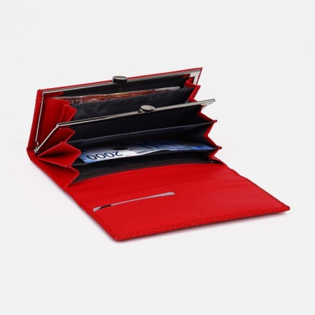 Women's wallet on magnets, red color-2