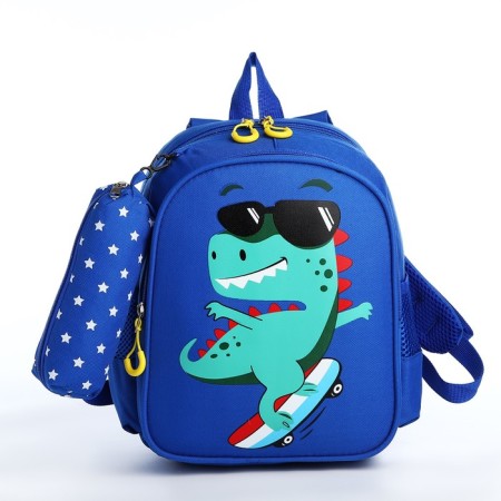Baby backpack with a pencil case, lightning department, blue color-2
