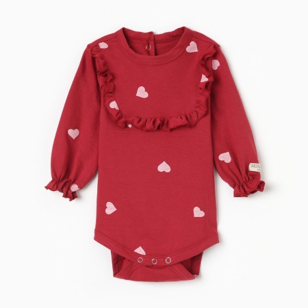 Body baby with minku ruffles, red color, height 74-80 cm