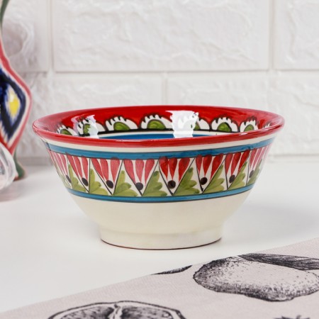 Rishtan ceramics "Patterns" Red, 18 cm, large, large