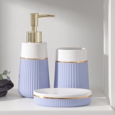 A set of accessories for the bathroom Savanna Grace, 3 items (soap dispenser 290 ml, glass, soap dish), lilac color