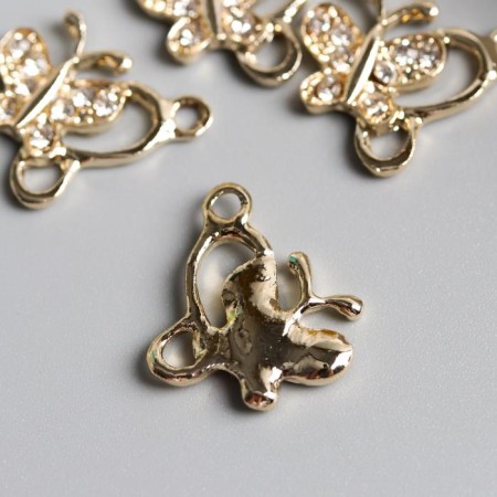 Decor for creativity metal, rhinestones "Double wing butterfly" gold 1.7x2 cm-1