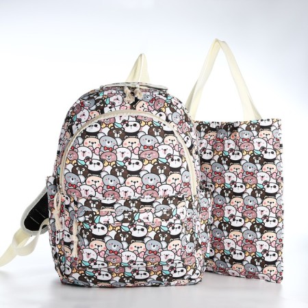 Set a youth backpack from textiles, a shoper bag, pink color