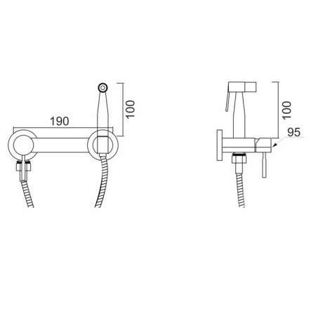 Fixer for the bidet "RMS" SUS129BL-5-2, with a hygienic shower, stainless steel, black-2