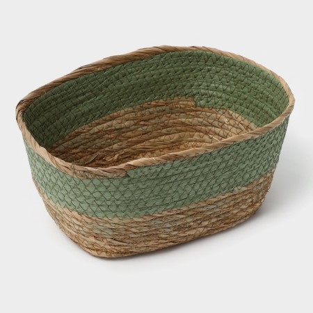Basket for storage ladled handmade LADOOM "Leo", 25 × 18 × 12 cm, green color-5