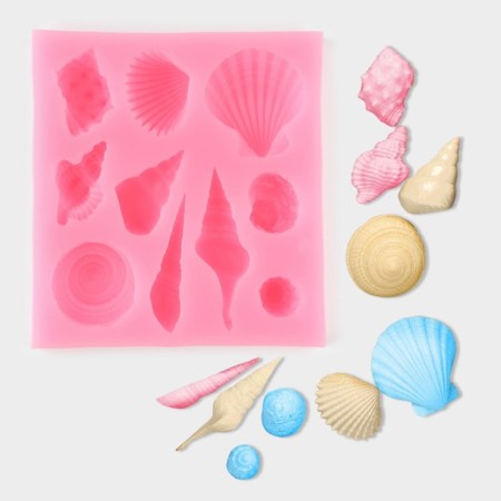Mold "shells", silicone, 7.7 × 7 × 1.5 cm, color mix