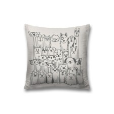 Pillowess decorative “Family of Cats and Dogs”, on a zipper, size 45x45 cm