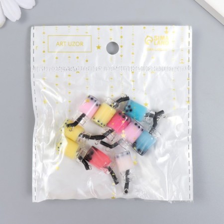 Decor for creativity Glass, plastic "Jars with a smoothie with a loop" mix 1x1x2.4 cm-4