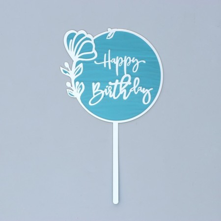 Topper "Happy Birthday", silver color