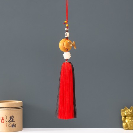 Suspension wood, textile "Pumpkin Gorlyanka and lotus" Red-brown 6x28 cm-1