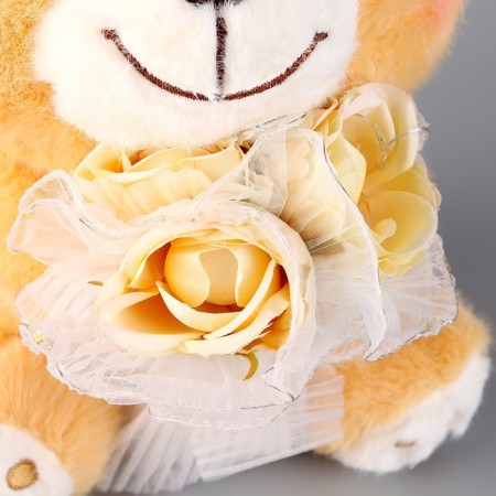 Soft toy "Bear with a bouquet", 25 cm, with a garland-5