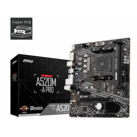 The MSI A520M-A Pro SOC-AMD A520 2XDDR4 MATX AC`97 8ch (7.1) GBLAN RAID+DVI 10044-4
