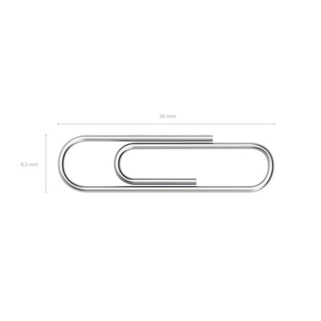 Office paper clips 50mm, 100pcs, galvanized, Erichkrause, cardboard packaging-1