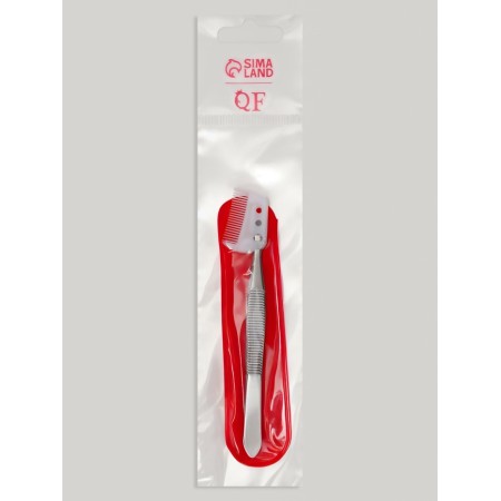 Pinzet straight, narrow, with a comb, 8.8 cm, in a case, color mix-8