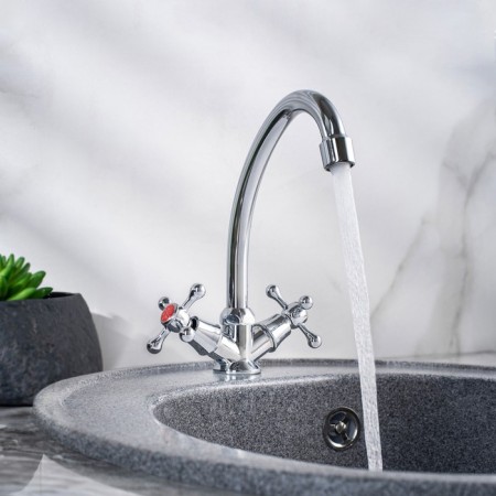 Kitchen mixer RMS SL71-271F, two-wound, high spout, chrome-2