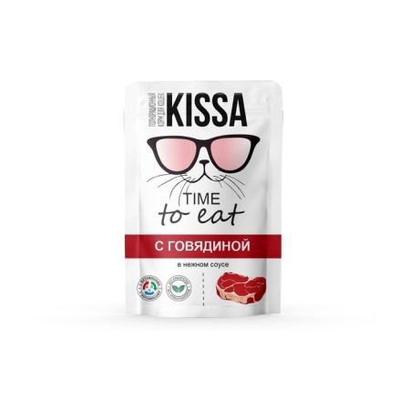 Wet food "Kissa" for cats, beef in sauce, 75 g
