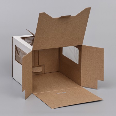 Box for cake 2 windows, with handles, white, 24 x 24 x 20 cm-3