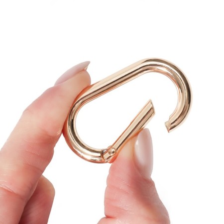 Oval -karabin, 42.5 × 24 mm / 34.5 × 16 mm, thickness - 4 mm, 5 pcs, golden color-2