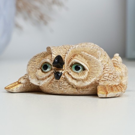 The figure "owl lies with a layer" beige, 7x7x3cm-1