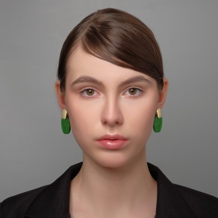 Earrings Assorted Tanzania Purvapers Ovals, green color in gold-3