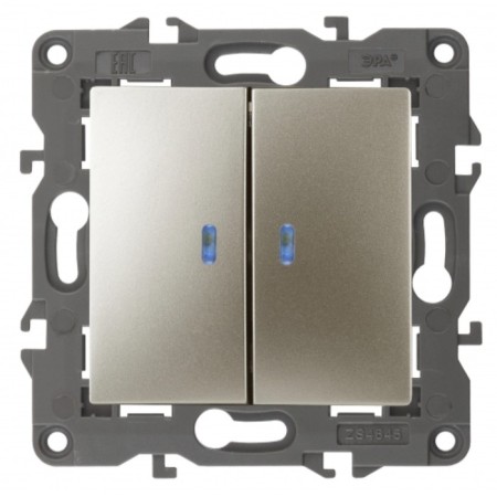 Double switch with backlight, 10AX-250V, IP20, era Elegance, champagne