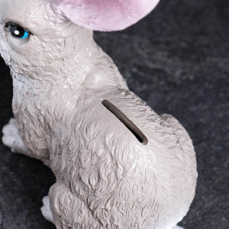 Piggy bank "Bunny" gray, 17cm-4