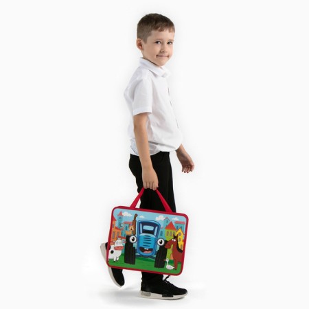 Plastic folder with A4 handles, on a zipper, 75x330x260 mm, blue tractor-6