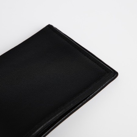 Male purse without fastening, department for maps, for bills, black color-2