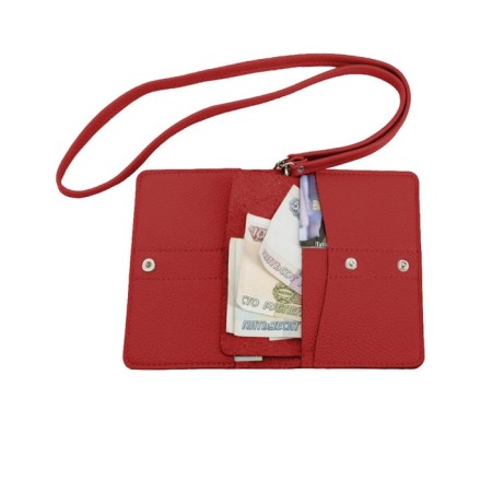 Passport cover, genuine leather, red 14x10x0.5 cm-1