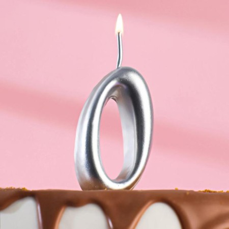 Candle for cake the number "Silver", 5.5 cm, digit "0"