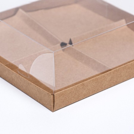 Box for mousse cakes 4 pieces, 17x17x6 craft-2