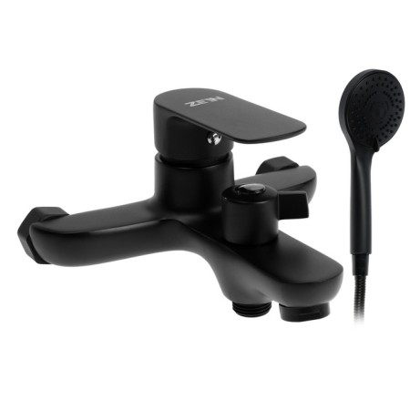 Bath mixer Zein Z3852, single -leaf, shower set, watering can 5 modes, black