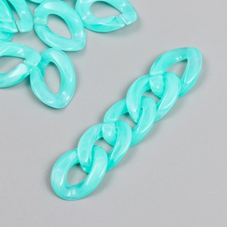 Decor for creativity plastic "Ring for the chain" Pastel turquoise set 25 pcs 2.3x1.65 cm