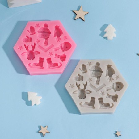 Mold "New Year's Fun", silicone, 11.5 × 10 × 1.5 cm, color mix-3