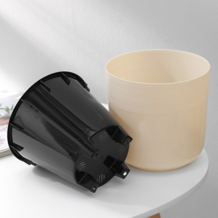 Kashpo for flowers with an insert "Linel", 2.7 l, d = 16 cm, h = 16 cm, beige color-1