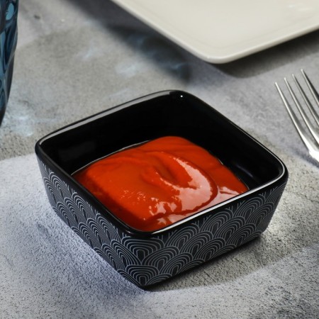 Ceramic ornament sauce, 8.5 x 8.5 x 3.5 cm, black color-3