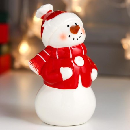 Souvenir Ceramics "Snowman in a red jacket, hat and scarf" 13.9x7.4x8 cm-1