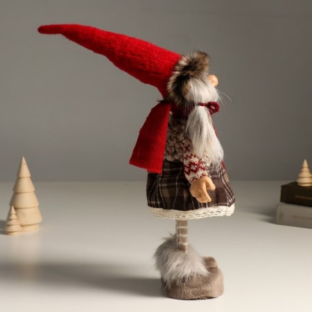 Interior doll "Grandma Hornie in a knitted sweater and gray skirt, in a cap" 46 cm-1