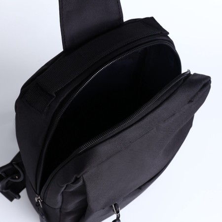 Male sling bag from textiles, with USB, black color-5