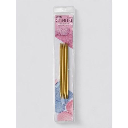 Knitting knitting needles 15cm D4mm (5pcs) PVC package aluminum gold a-3