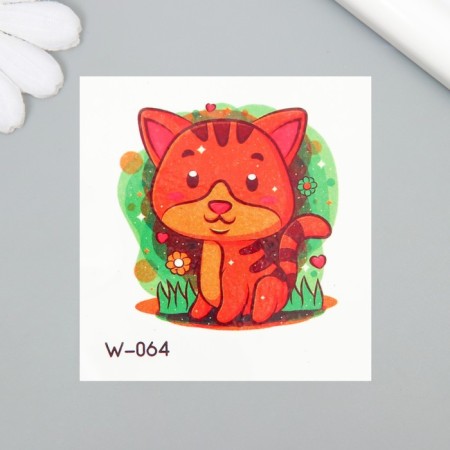 Tattoo on the body color "red striped kitten" 6x6 cm